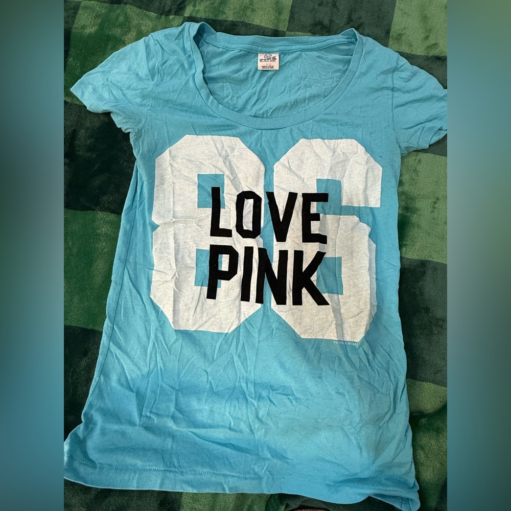 PINK Victoria's Secret Teal Short Sleeve Tee